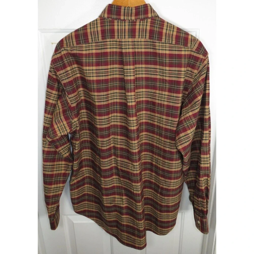 Polo Ralph Lauren Tartan Plaid Oxford Cloth Button Down Shirt Blue Pony XL